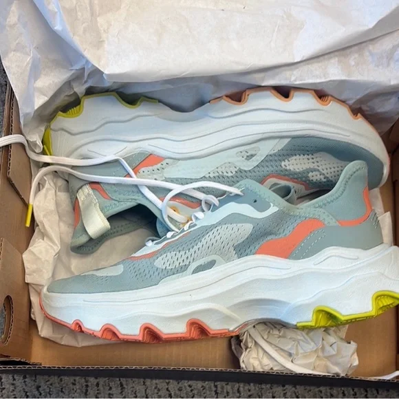 Sorel Women's Light Blue and Coral Athletic Lace-Up Sneakers - Picture 4 of 6